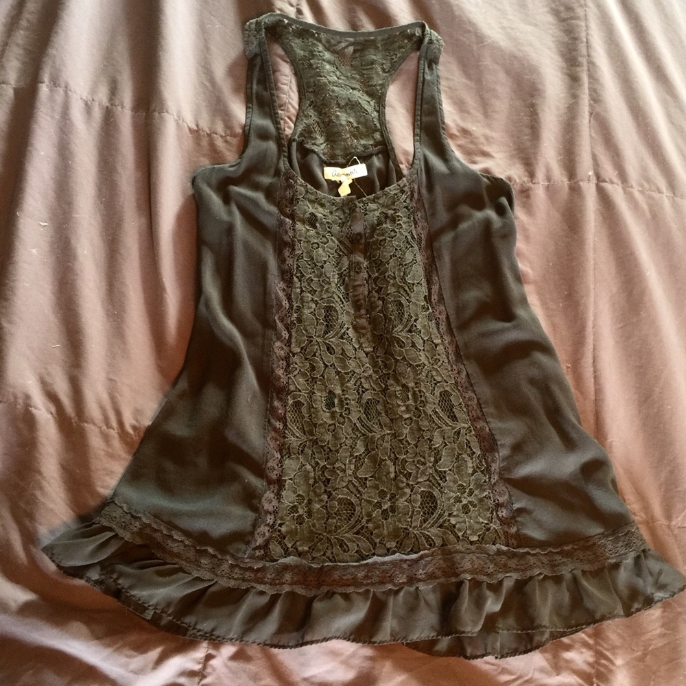 Aeropostale grey lace racerback tank top