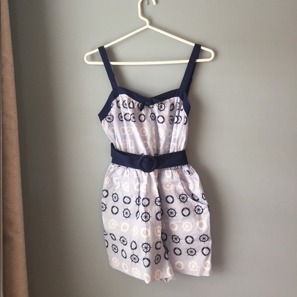 Anthropologie nautical blue romper