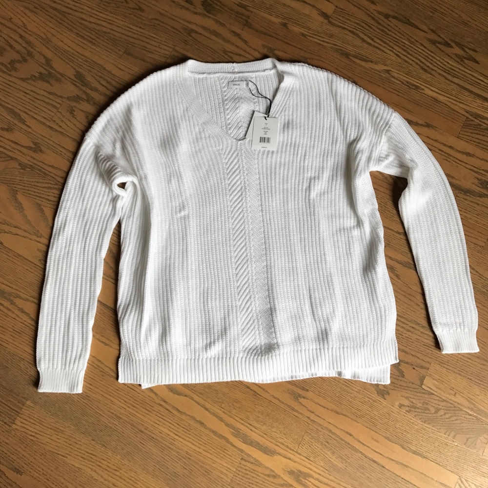 Vince Directional Rib V-Neck Sweater - Cotton