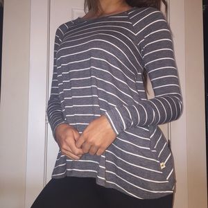 Hollister striped grey/white long sleeve crew neck