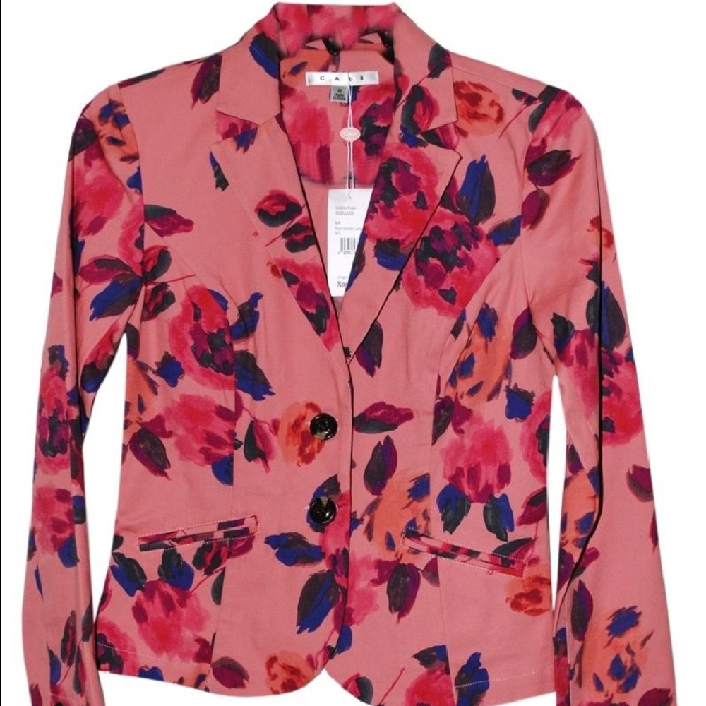 CAbi fl0ral dEniM blAzeR jaCkeT - Picture 3 of 11