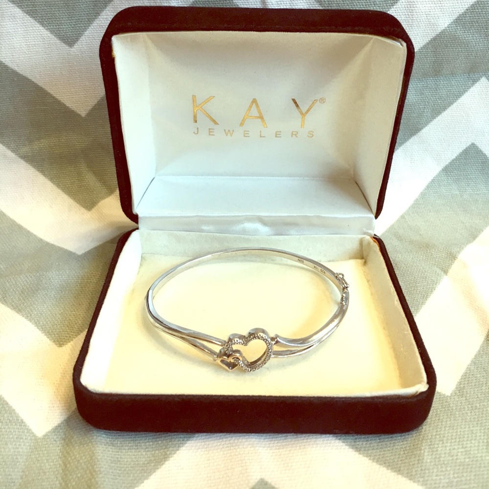 ⬇️10k Rose Gold & Sterling Silver Heart Bangle