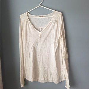 Cream and navy blue lucky brand long sleeve tops