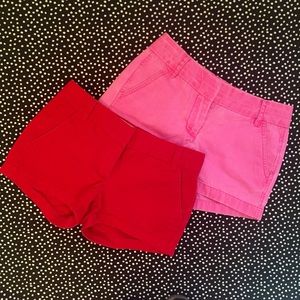 {J.Crew} Hot Pink and Red Shorts Bundle