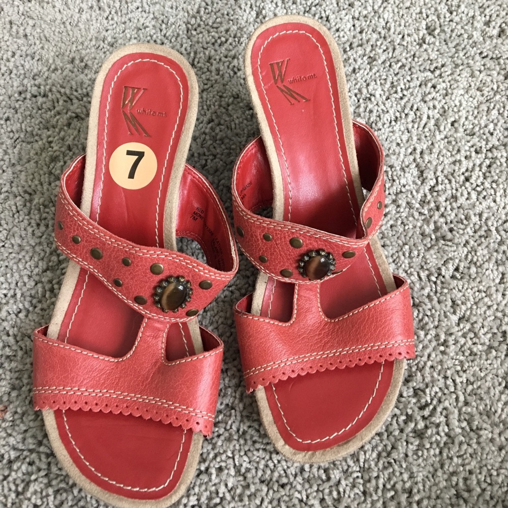 White MT red wedge shoes