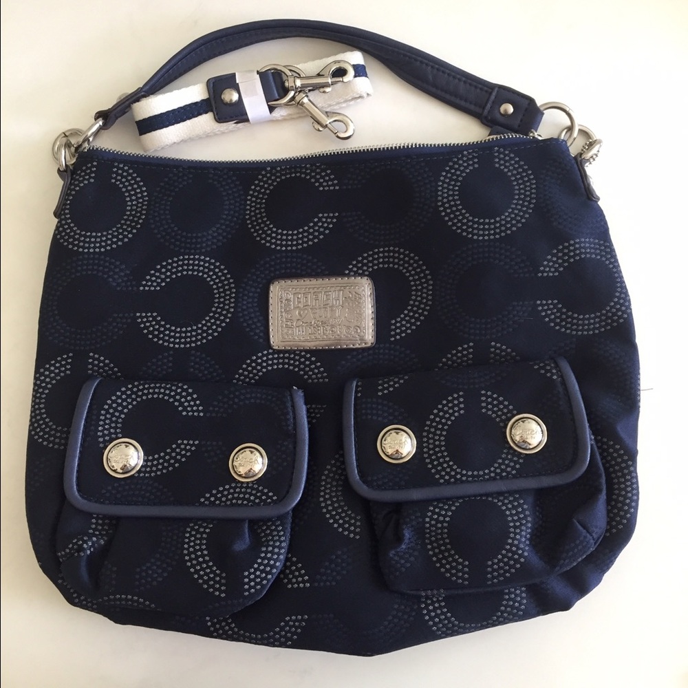 Coach Poppy Medium Purse with Long Side Strap Navy