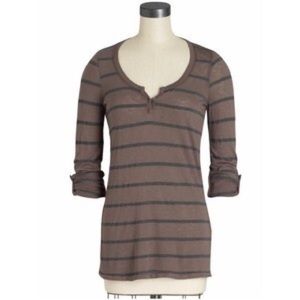 ISO Splendid Striped Tab Sleeve Henley