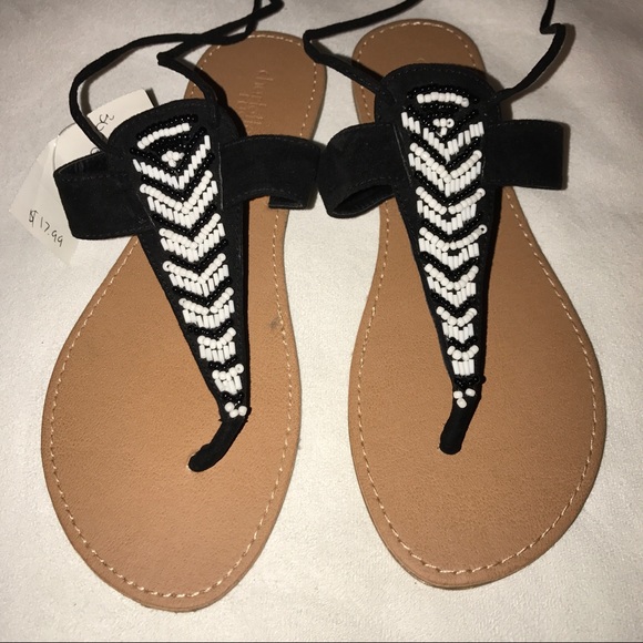 🌸 Beaded Lace Up Charlotte Russe Sandals Sz 8 🌸 - Picture 2 of 3