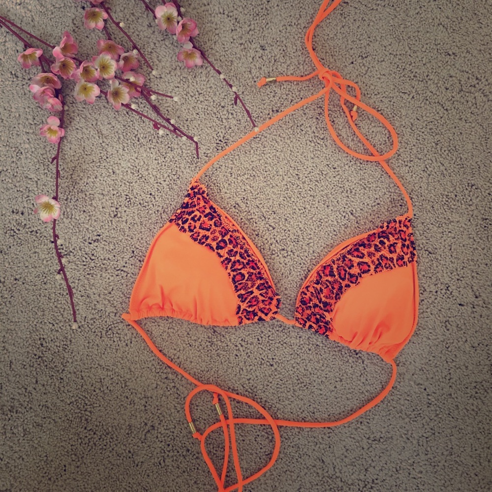 ☀️PINK bright orange leopard print bikini top