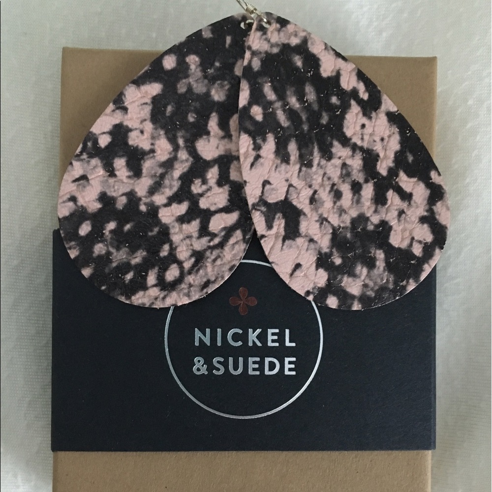 Nickel and Suede Pink Python Earrings