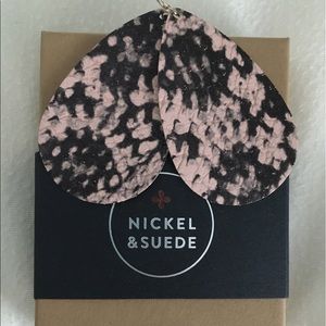 Nickel and Suede Pink Python Earrings