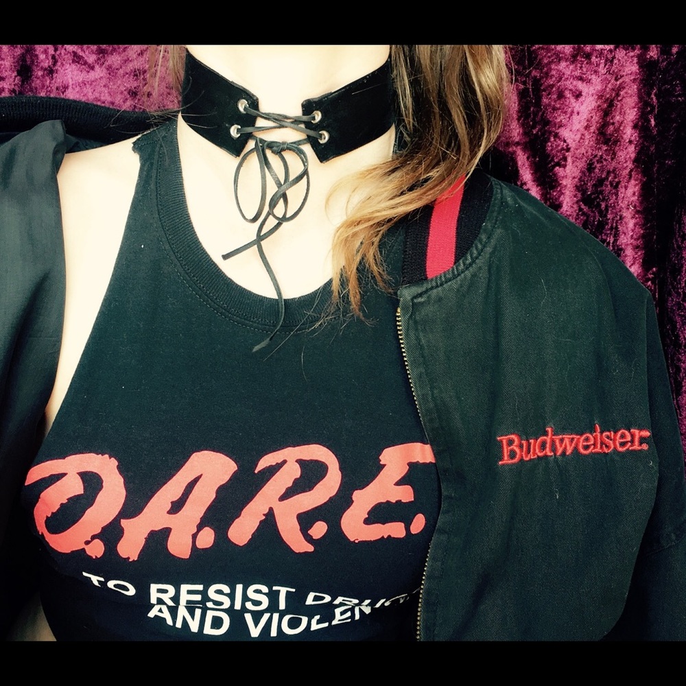 Velvet black Lace up choker