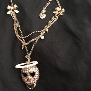Betsey Johnson skull with halo necklace