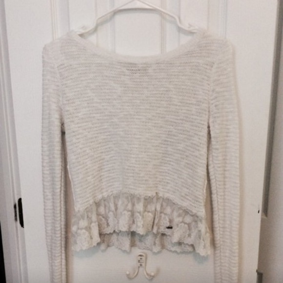 Abercrombie & Fitch Sweaters - White Abercrombie and Fitch Sweater with Lace