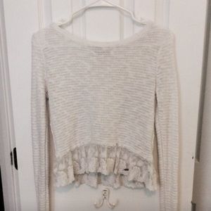 White Abercrombie and Fitch Sweater with Lace