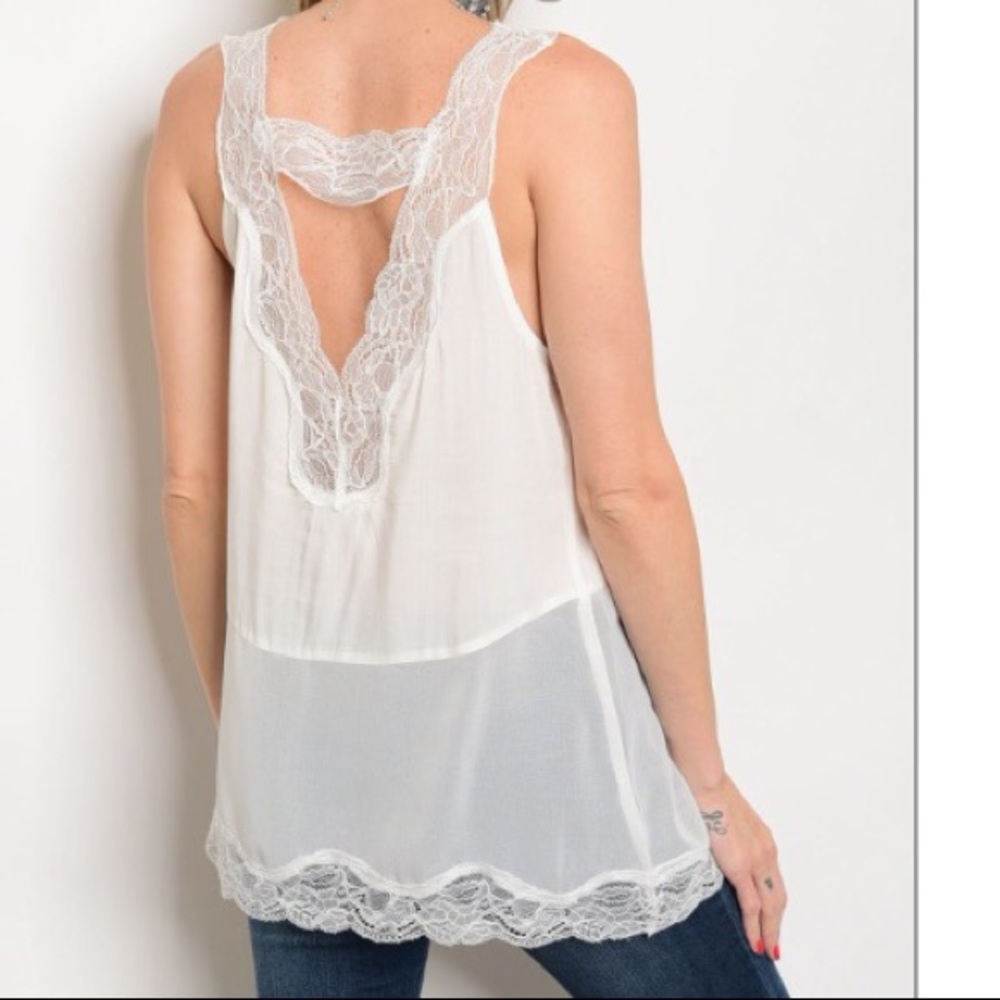 New boutique sexy long white lace Cami top - Picture 2 of 2