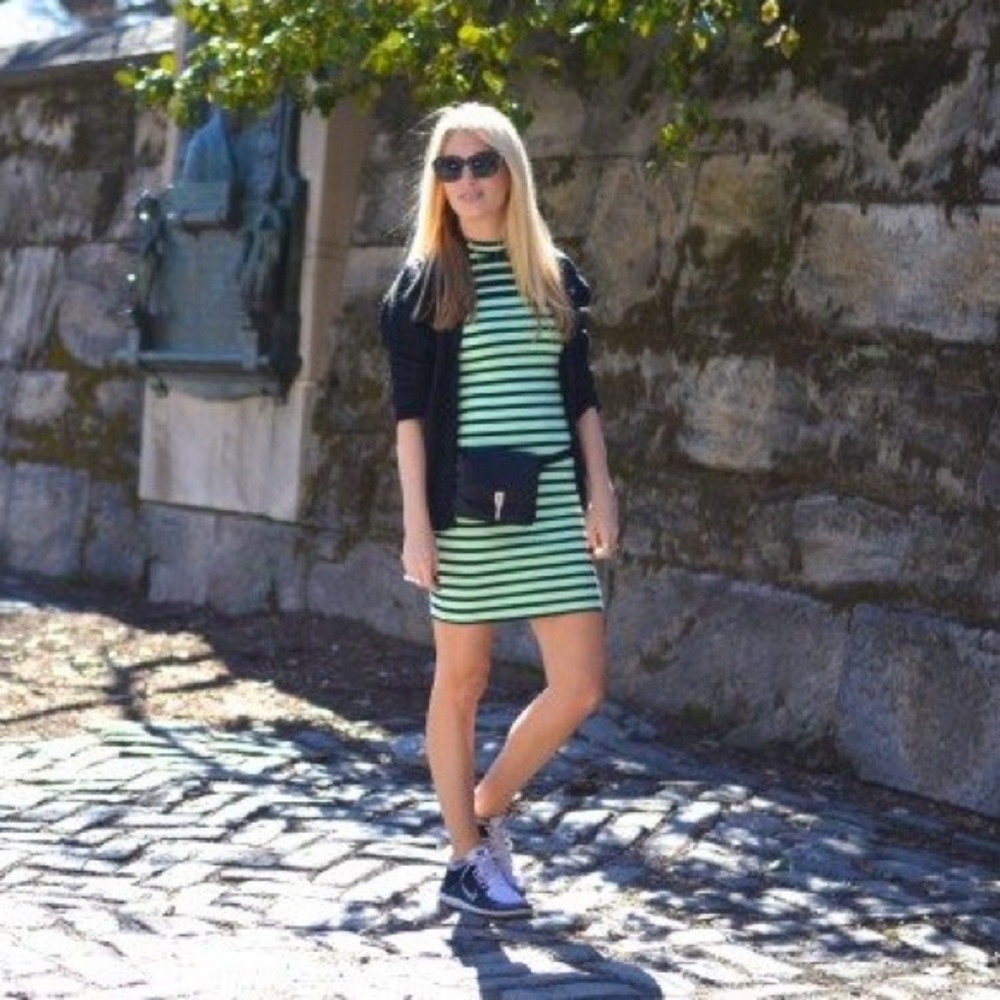 Perfect condition black and mint striped dress