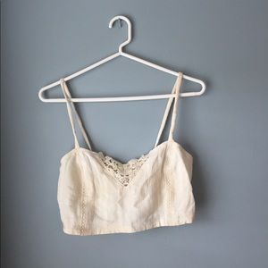 Cream, laced crop top