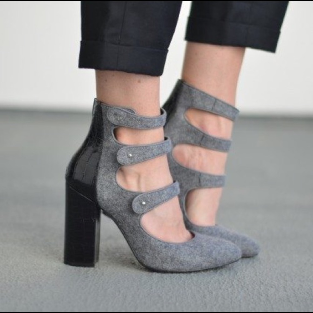 Perfect condition strappy grey boot heels
