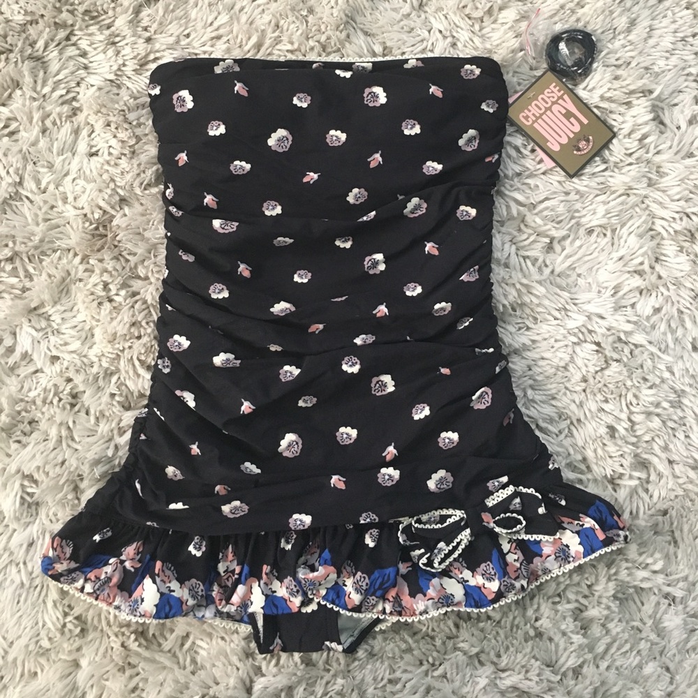Juicy Couture flowered bandeau swimdress