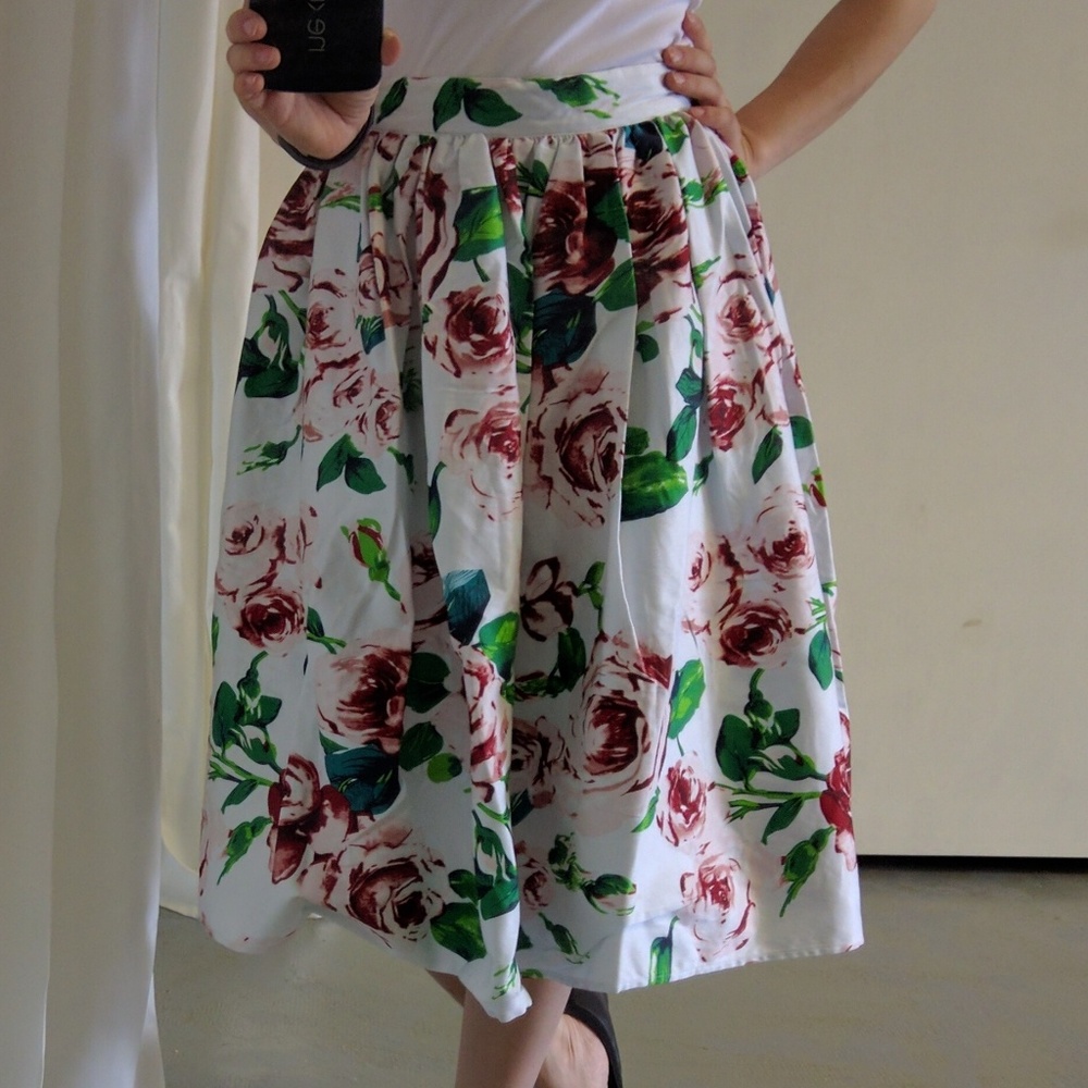 Unique Vintage High Waisted Skirt Floral