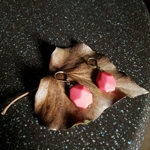 Pink and Gold Tone Earrings