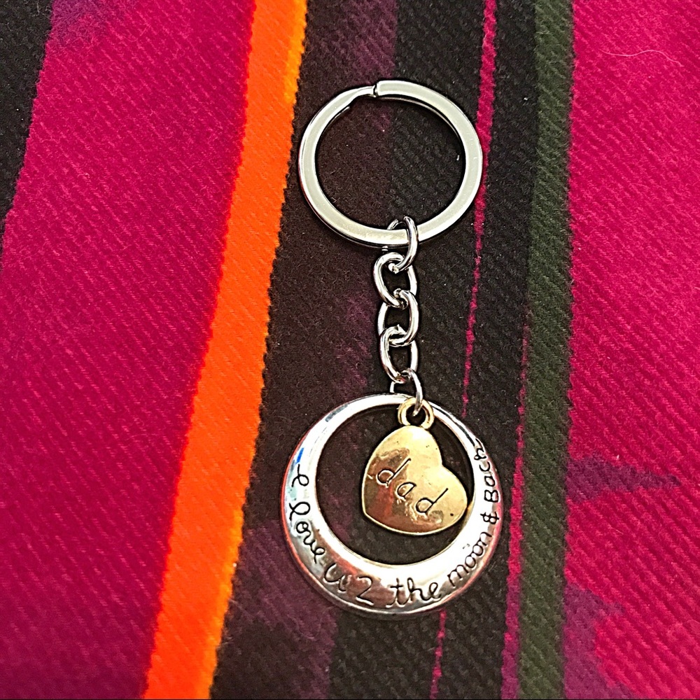I Love You To The Moon & Back Fathers Day Keychain