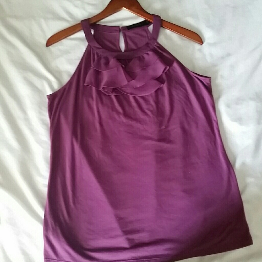 The Limited Purple Ruffle Sleeveless Tank