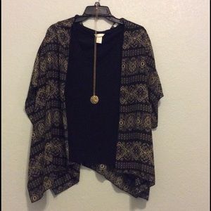 Black and Tan patterned kimono