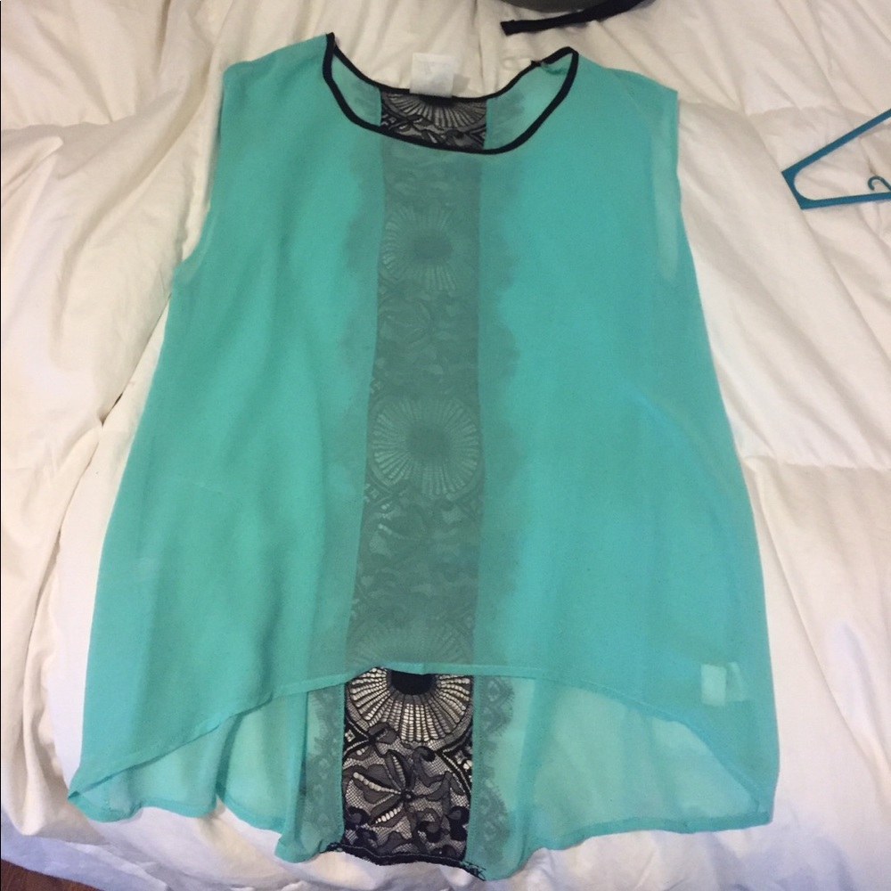 Sheer teal shirt/tank top