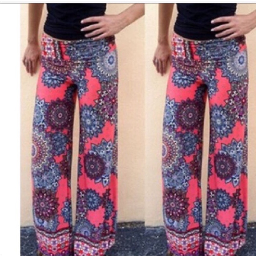 Pretty Pink Paisley Palazzo Pants