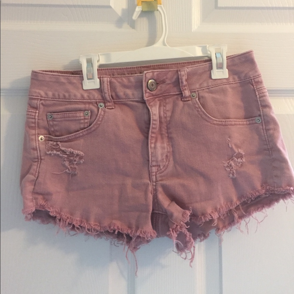 American Eagle pink denim shorts