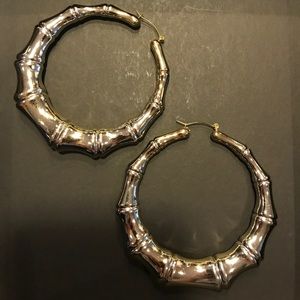 Vintage Gold Bamboo Oversized Earrings.