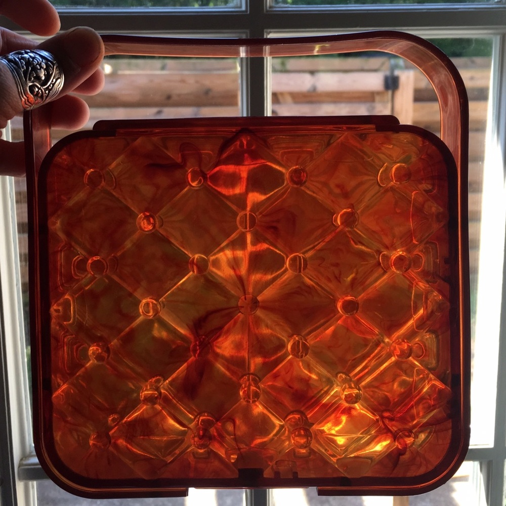 Vintage Lucite Faux Tortoise Hard Shell Handbag