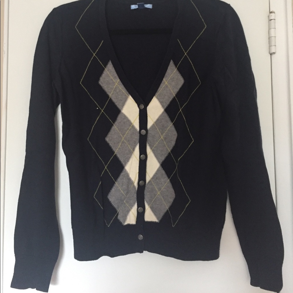 Navy blue argyle izod cardigan