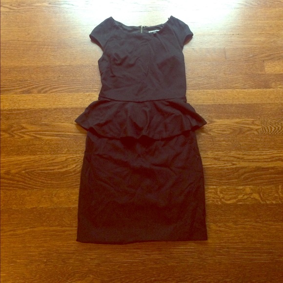 Express Black Peplum Dress with Back Detail - size 0 - Picture 1 of 6