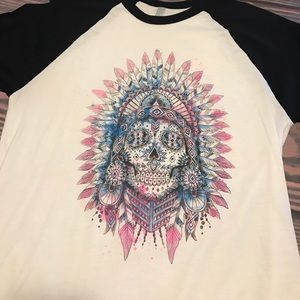 Crazy Train Chief Skull Baseball Tee M