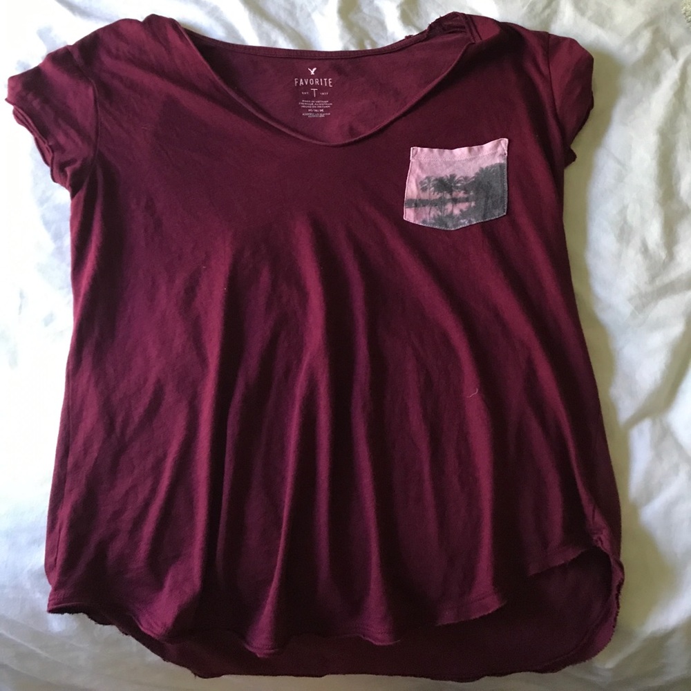 V neck red shirt