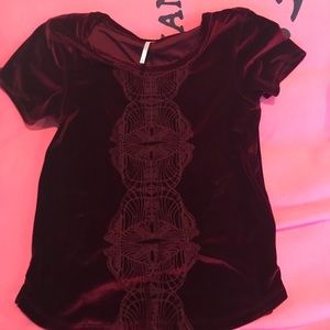Free people deep red velvet shirt