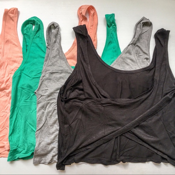 NWOT Gray Criss Cross Back Loose Fit Crop Top - Picture 5 of 5