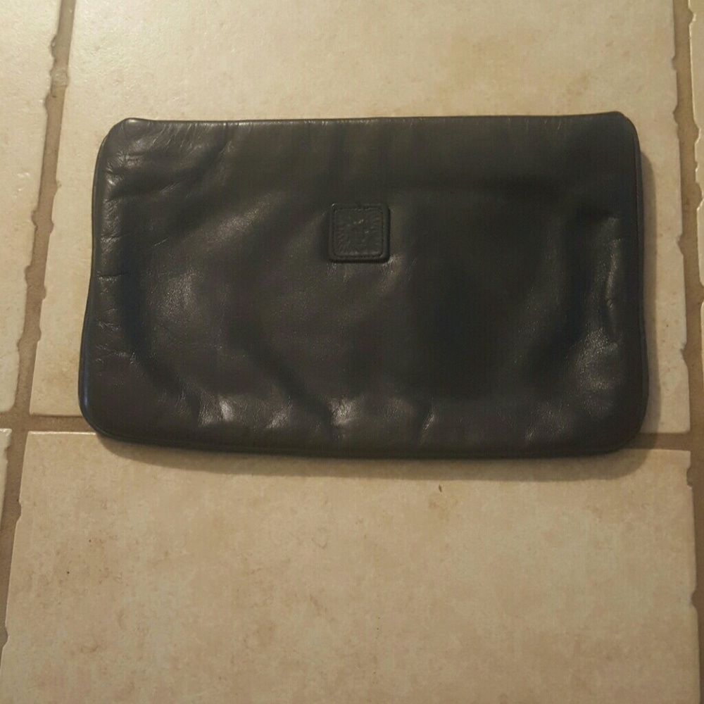 Anne Klein vintage leather clutch bag Navy