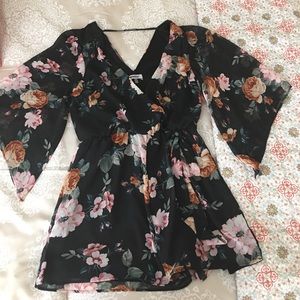 Black floral romper