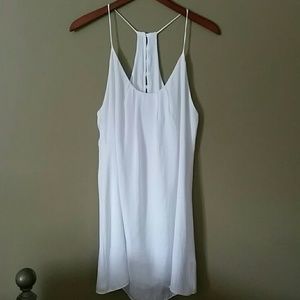 White shift dress with mother of pearl buttons