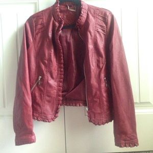Faux leather maroon jacket