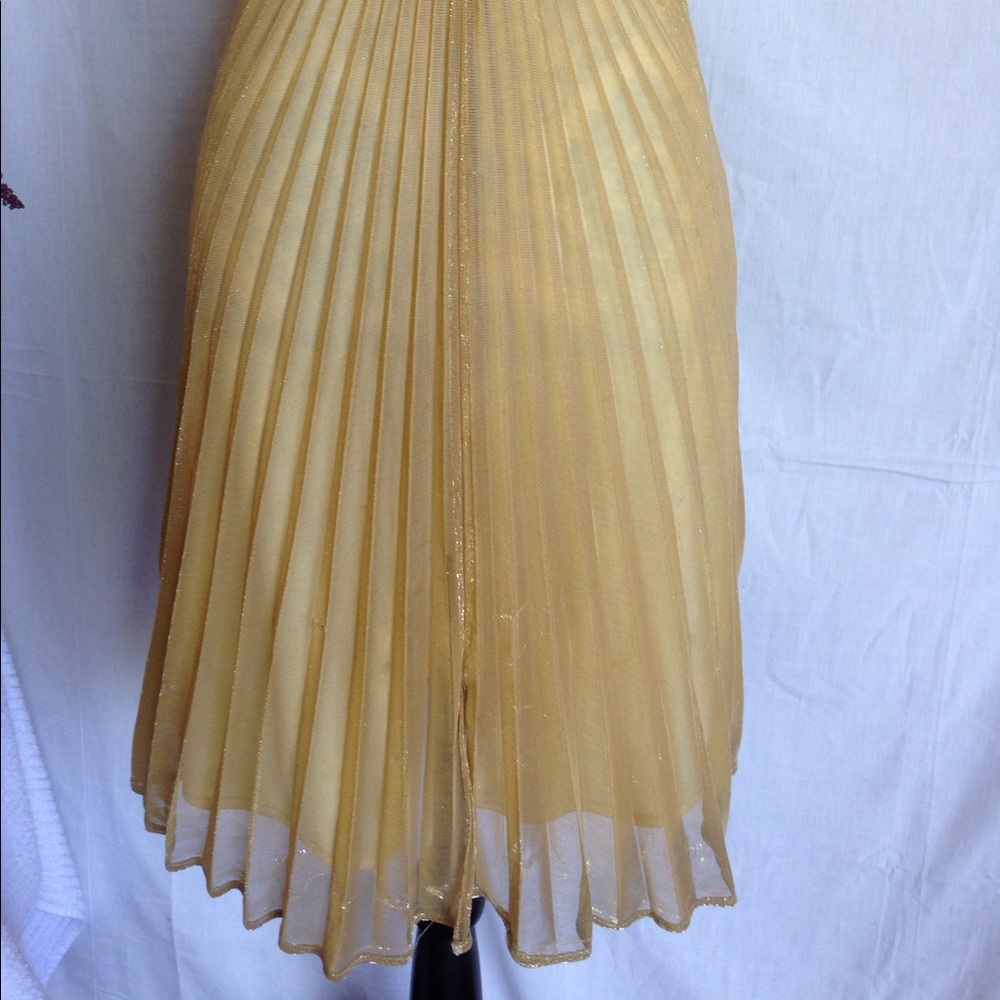 Gold Shimmer Old Hollywood Pleated Dress - Picture 3 of 4