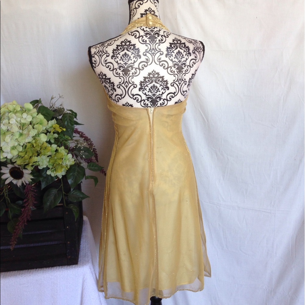 Gold Shimmer Old Hollywood Pleated Dress - Picture 4 of 4