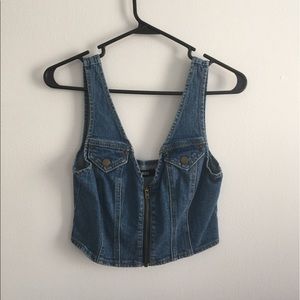 Cropped Denim Vest