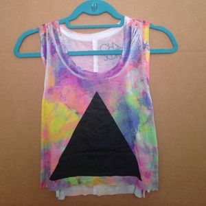 Tie Dye Black Triangle Tank Top