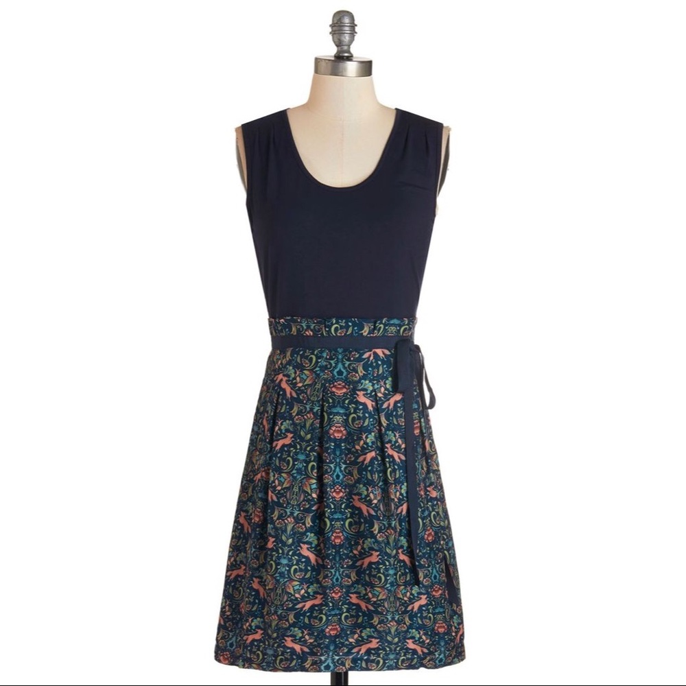 Modcloth Scenic Road Trip Dress in Navy and Foxes
