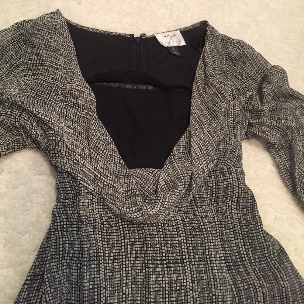 Silk cowl neck dress with pleated bottom